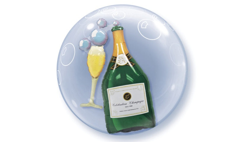 BUBBLES: 24" Champagne Bottle in Bubble - Balloon Express