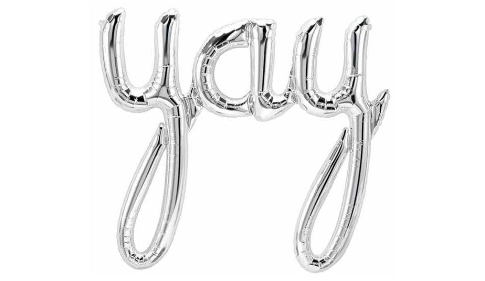 Script Foil YAY Silver - Balloon Express