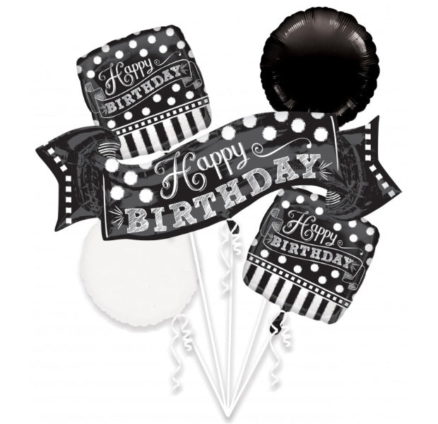 Happy Birthday Black & White - Balloon Express