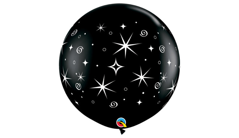 Sparkles and Swirls Black 30"