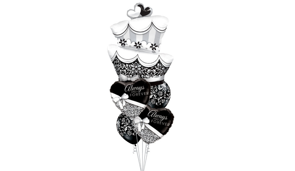 Black and White Wedding Cake Bouquet - Balloon Express