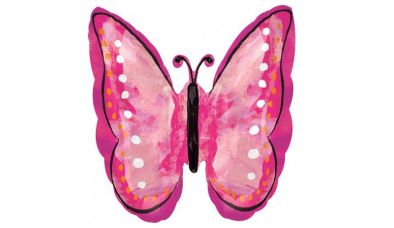 S/S NON LICENSED MYLARS: Butterfly painted pink - Balloon Express