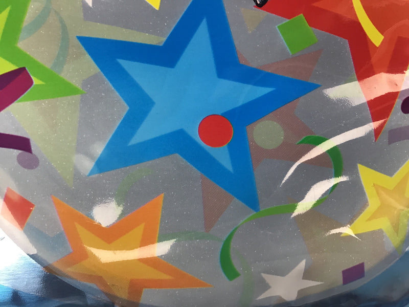22" deco bubble star colourful print