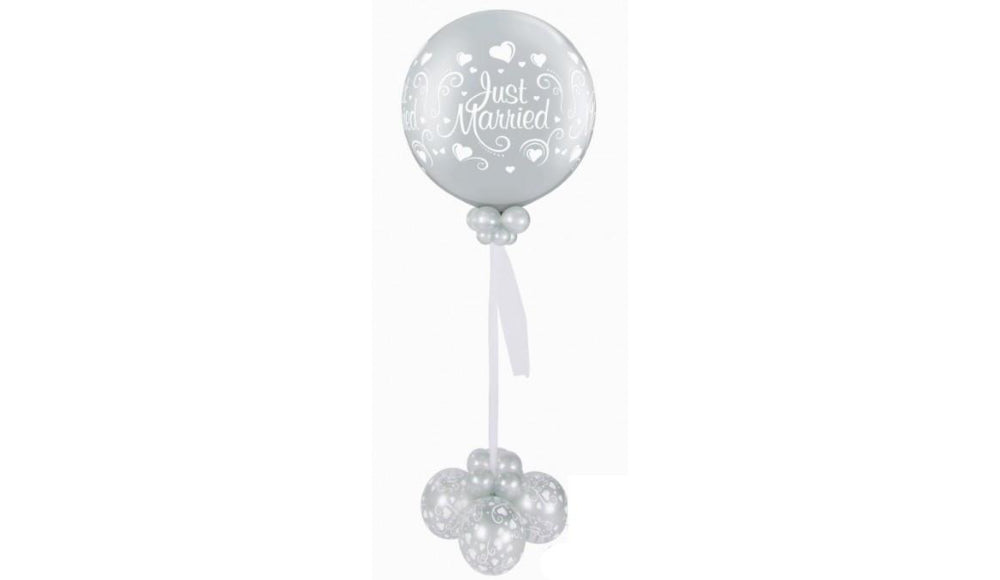 Simply elegant just married bouquet.