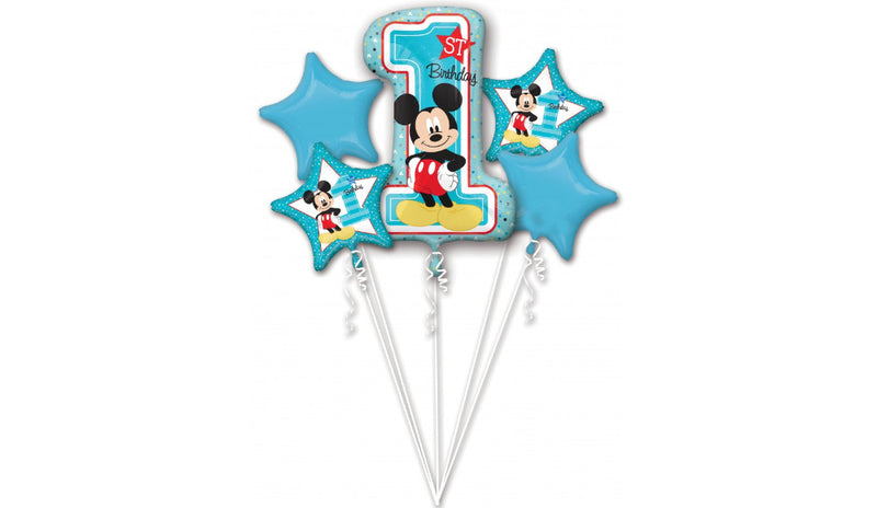 5 pc Bouquet Mickey 1st Birthday - Balloon Express
