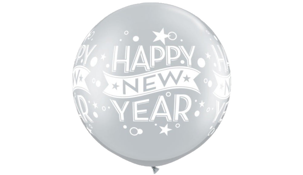 Jumbo Happy New Year Silver - Balloon Express