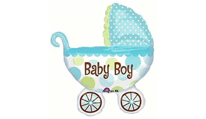 S/S NON LICENSED MYLARS: Baby Boy Carriage - Balloon Express