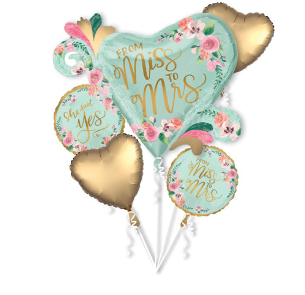 Bridal Shower Foil Bouquet "From Miss To Mrs" - Balloon Express