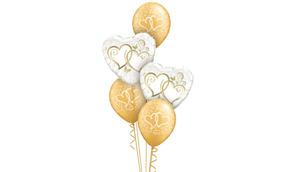 Gold Hearts Intertwined - Balloon Express